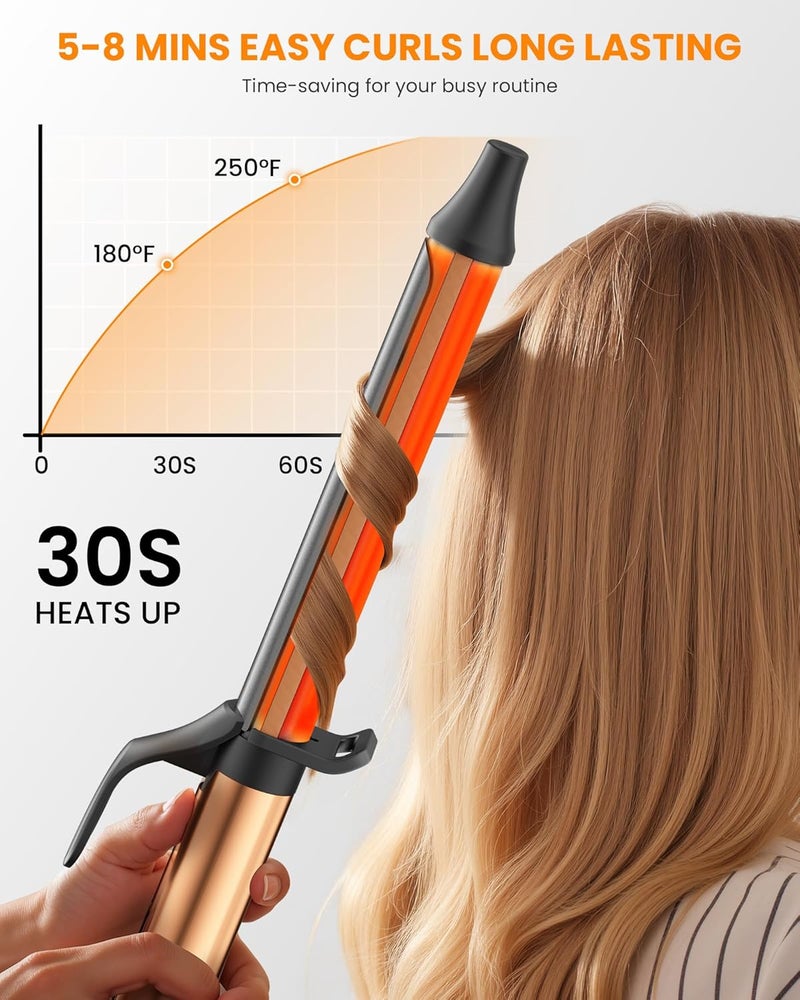 MESCOMB 1.25 inch Long Barrel Curling Iron, Extra-Long Curling Wand with 8 Heat Settings, Ceramic Curling Iron for Smooth and Lasting Styling,Suitable for All Hair Types, Dual Voltage Damage-Free Styling - Image 4